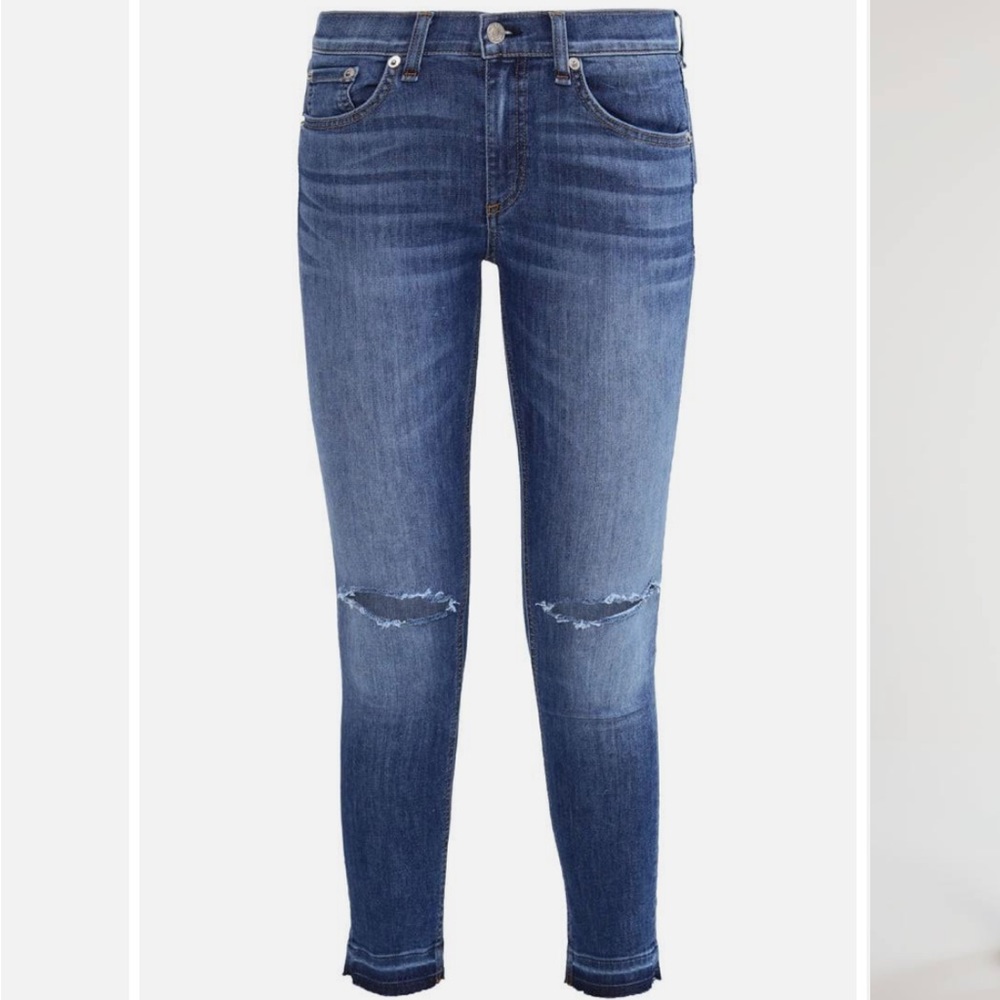 RAG & BONE - Dark Wash Ripped Raw Hem Skinny Stretch Jeans size 31